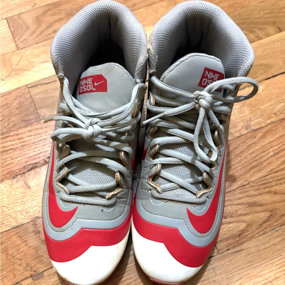 Nike Baseball Cleats Red White and Gray Athletic Shoes in Box